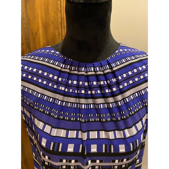 Calvin Klein Womans Blouse Size Large Sleeveless Royal Blue & Black Stylish Cool - Picture 4 of 6